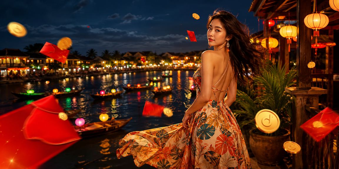 Không khí lễ hội tại Hội An với phong bì đỏ và đêm biển rực rỡ – gợi nhớ mùa ưu đãi trò chơi