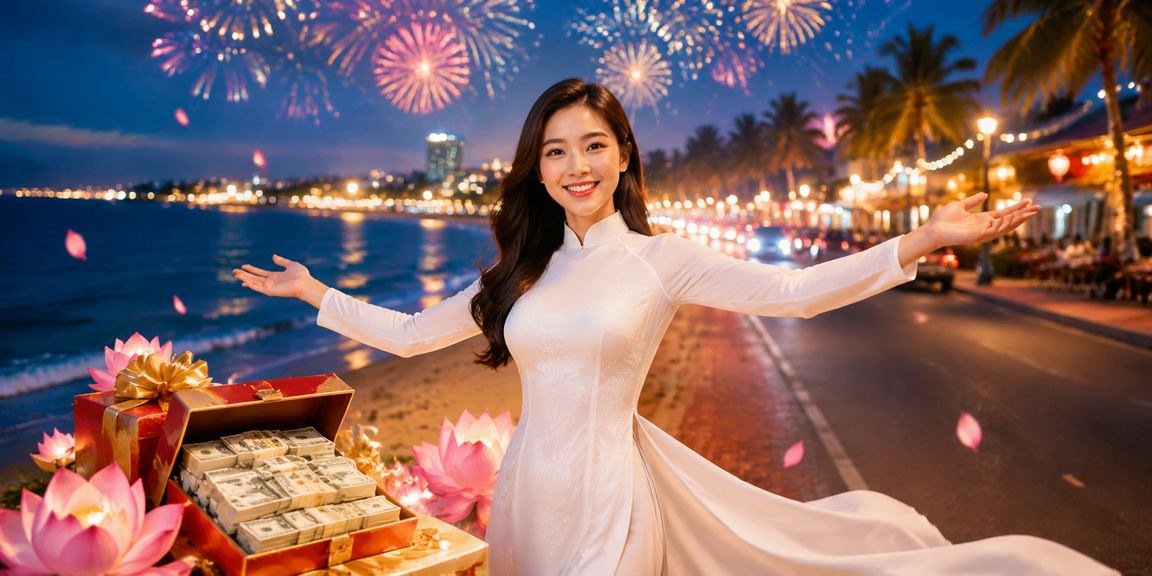 Người dùng đặt cược trực tuyến tại Mũi Né với trang phục áo dài truyền thống – trải nghiệm di động thanh lịch